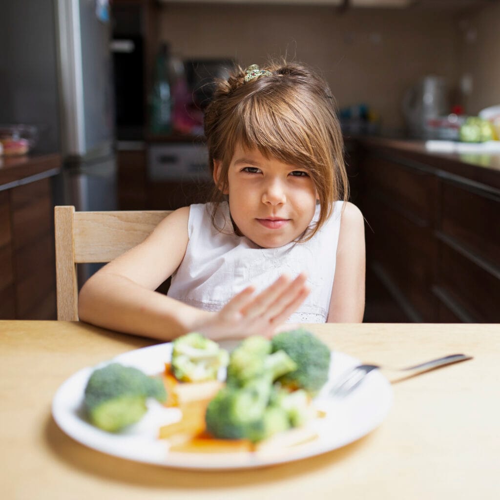 baby girl having enough healthy food