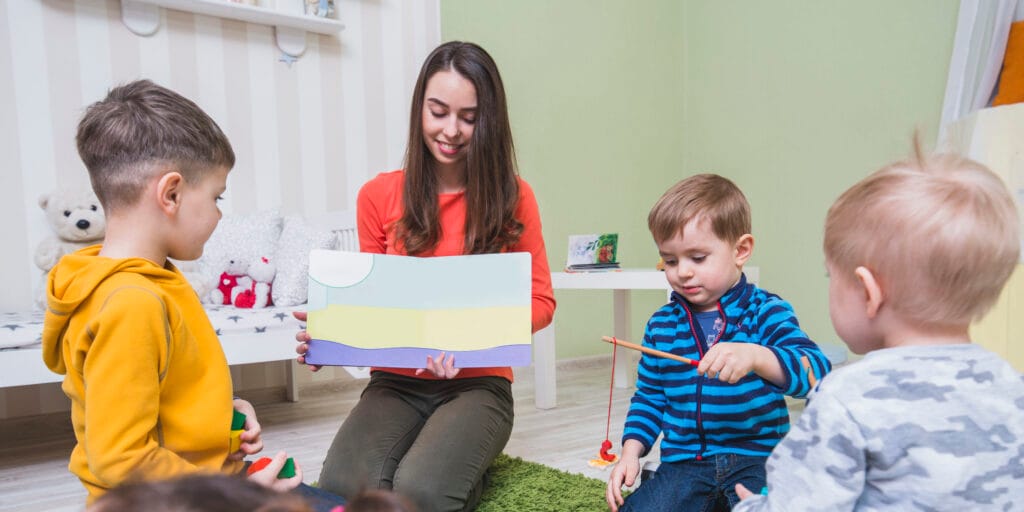 woman showing colored picture