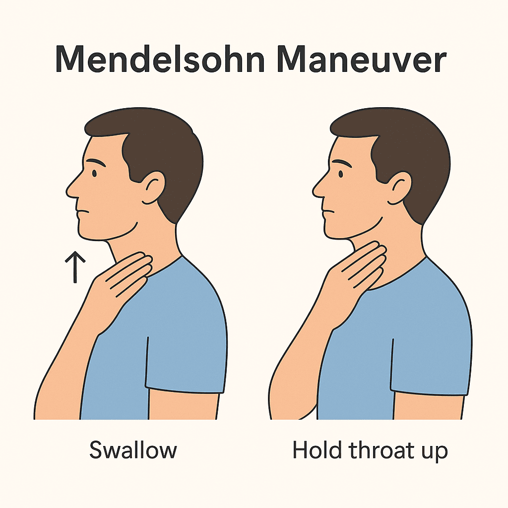 أفضل تمارين لتحسين البلع بعد السكتة الدماغية 6 مناورة مندلسون Mendelsohn Maneuver